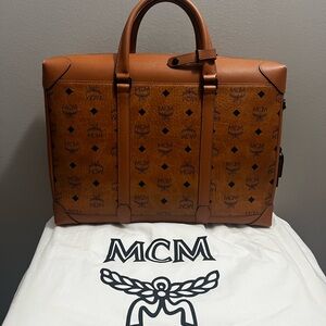 MCM Brown Leather Laptop Bag